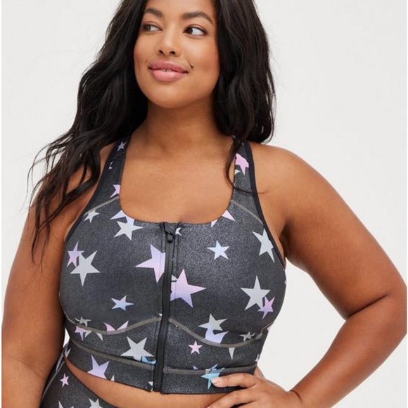 torrid Other - Torrid 3X Zip Front Longline Low-Impact Sports Bra Performance Core Grey Shine